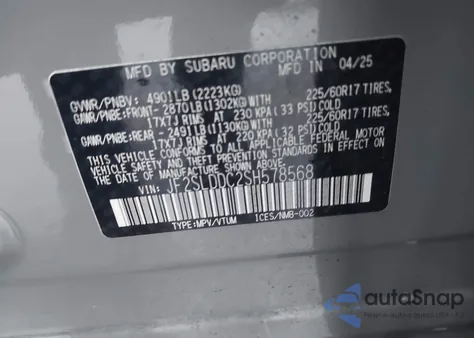 2025 Subaru Forester Premium z USA, uszkodzony, nr VIN JF2SLDDC2SH578568